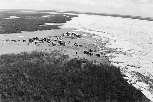 Spring flooding at Oscarville on the Kuskokwim River.