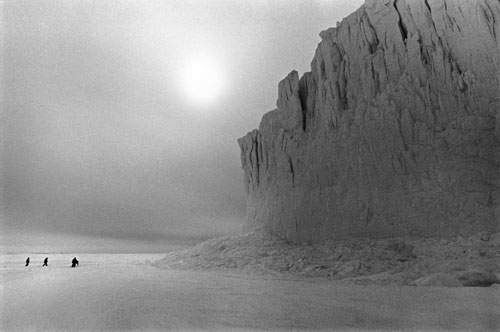 <p>The Barne Glacier sweeps down the slopes of Mt. Erebus and ends at McMurdo Sound.</p><p>&ldquo;April is the best month out of the year down here. It&rsquo;s a two-week-long sunset. I was working down at the old aquarium building by the ocean, looking out those windows. The sky was red for two weeks. You can sit on Hut Point and hear seals breathing through their blowholes way out to sea because it&rsquo;s so quiet. Just everything travels right across."<br/>—Harry House</p>